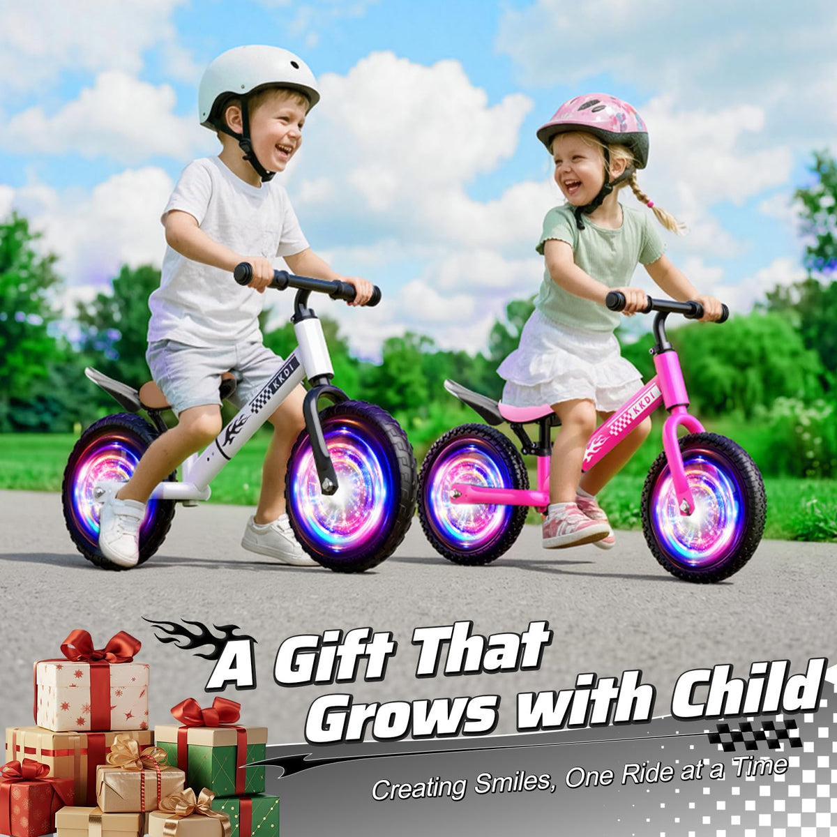 Toddler Balance Bike for 2 3 4 5 Year Old with【Light-Up Wheels & Fender】,Kids Balance Bike, Kids