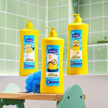 Suave Kids Minions 3-In-1 Shampoo, Conditioner, and Body Wash, For Tear-Free and Gentle Cleansing