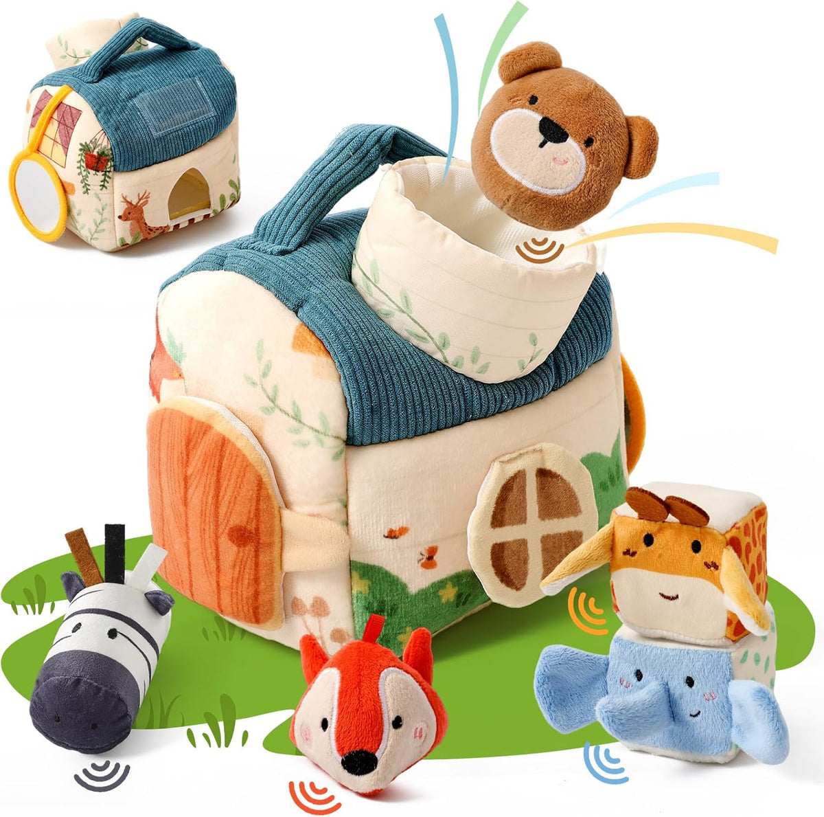 Youuys Baby Toys 6 -12 Months - Jungle Soft Stuffed Animal Set with Rattle, Crinkle Paper