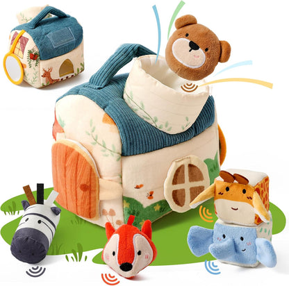 Youuys Baby Toys 6 -12 Months - Jungle Soft Stuffed Animal Set with Rattle, Crinkle Paper