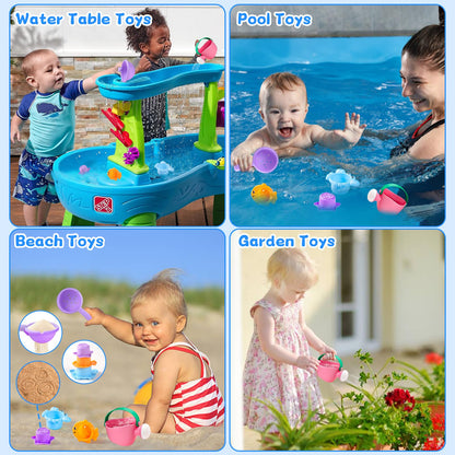 Fajiabao Toddler Bath Toys for Kids Ages 1-3 Stack, Scoop & Pour Set 5 PCS