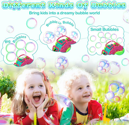 Bubble Machine for Toddlers Kids & Pets, with 8oz Safe Solution, Extra Large & Bubbles in Bubble