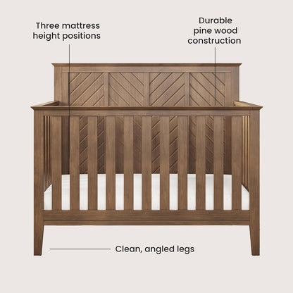 Child Craft Atwood 4-in-1 Convertible Crib, Baby Crib Converts to Day Bed, Toddler Bed and Full