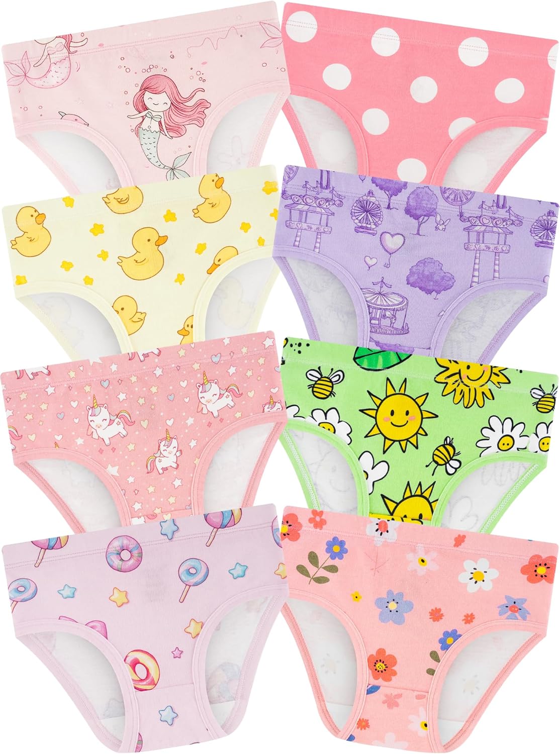 Girls' Underwear,Soft Cotton Tagless Panties for Toddlers' & Little Kids Comfort,Breathable