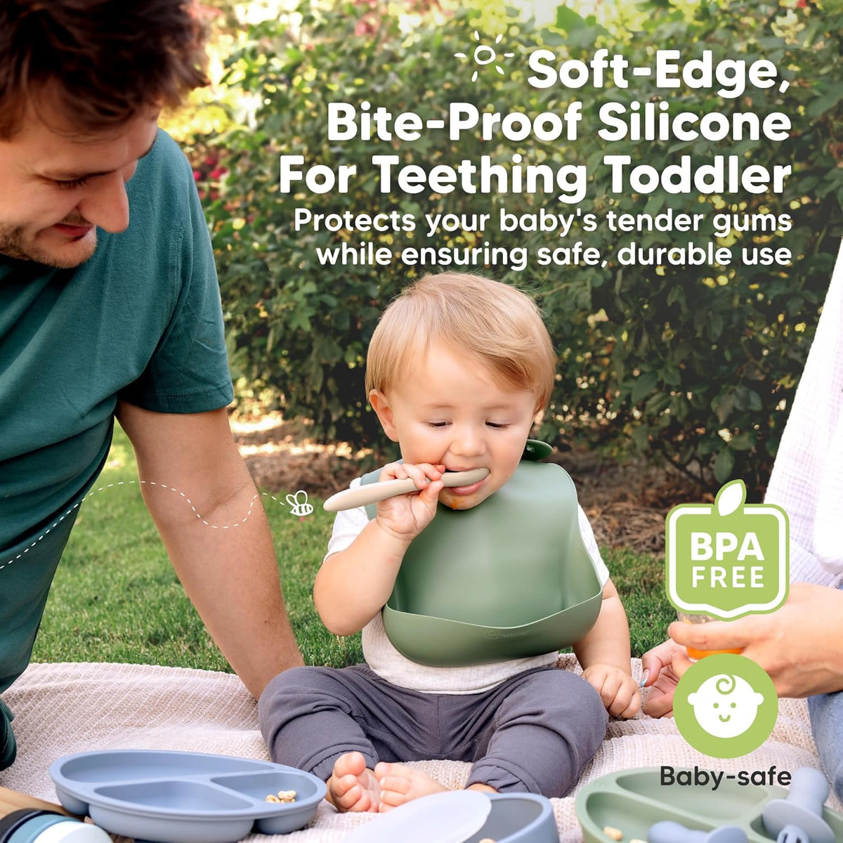 KeaBabies Silicone Baby Spoons, Self Feeding 6-12 months - 3-Pack Baby Weaning Eating Utensils