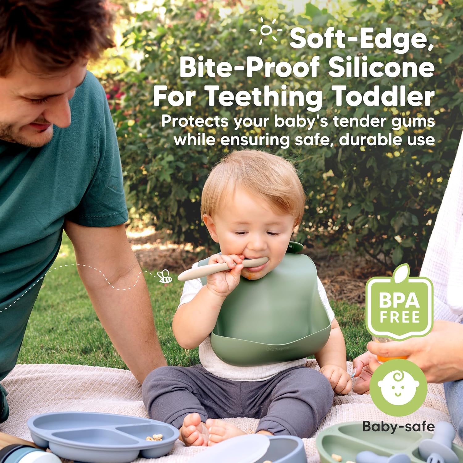 KeaBabies Silicone Baby Spoons, Self Feeding 6-12 months - 3-Pack Baby Weaning Eating Utensils