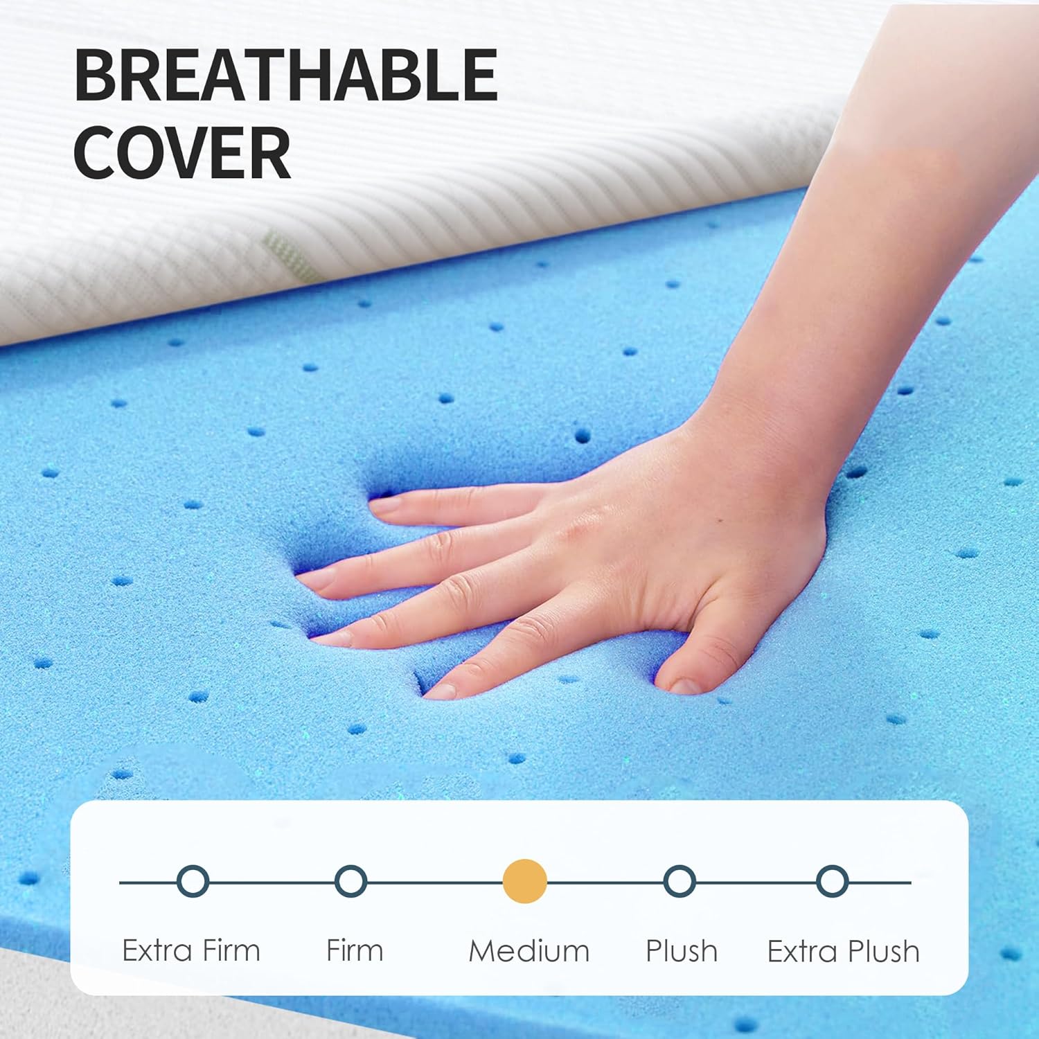 4 Inch Gel Memory Foam Sofa Mattress Cushion Full Size - Ultra Soft Removable Cover, Non-Slip