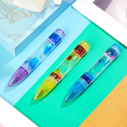 3 Pcs Liquid Motion Bubbler Pens Cool Pens Fidget Pen Fun Liquid Timer Pen Fidget Toys Office Desk