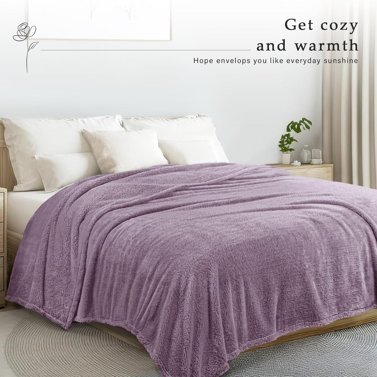 Exclusivo Mezcla Queen Size Flannel Fleece Blanket, Super Soft Velvet Plush Bed Blanket, Fuzzy Cozy