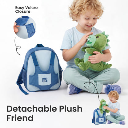 JOIEDOMI Toddler Backpack for Boys 2-4, 11" H Kids Backpack with Detachable Dinosaur Toy for 2 Year
