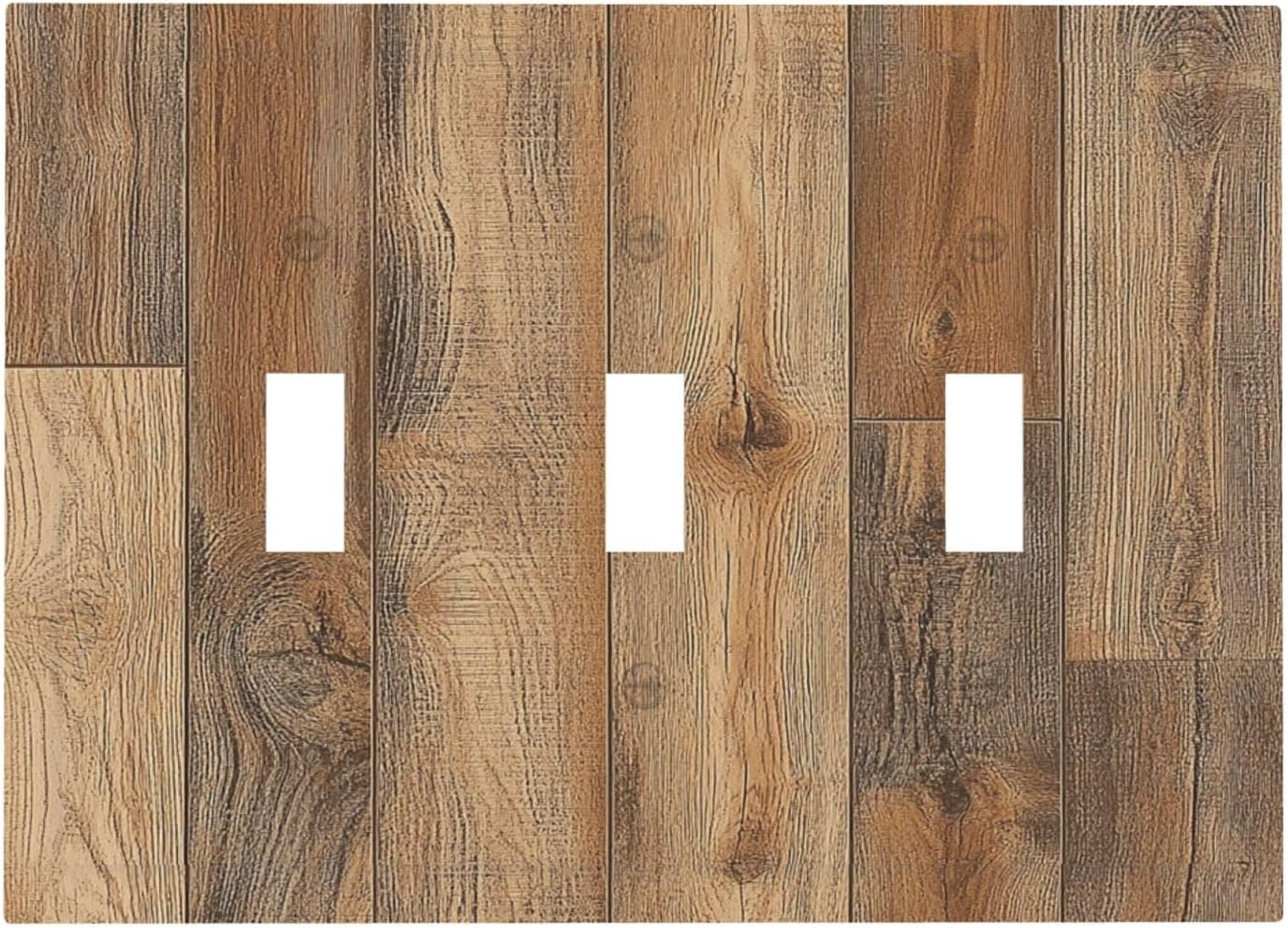 Decorative Switch Plates Retro Rustic Brown Wood Grain 3 Gang Wall Plate Triple Toggle Light Switch