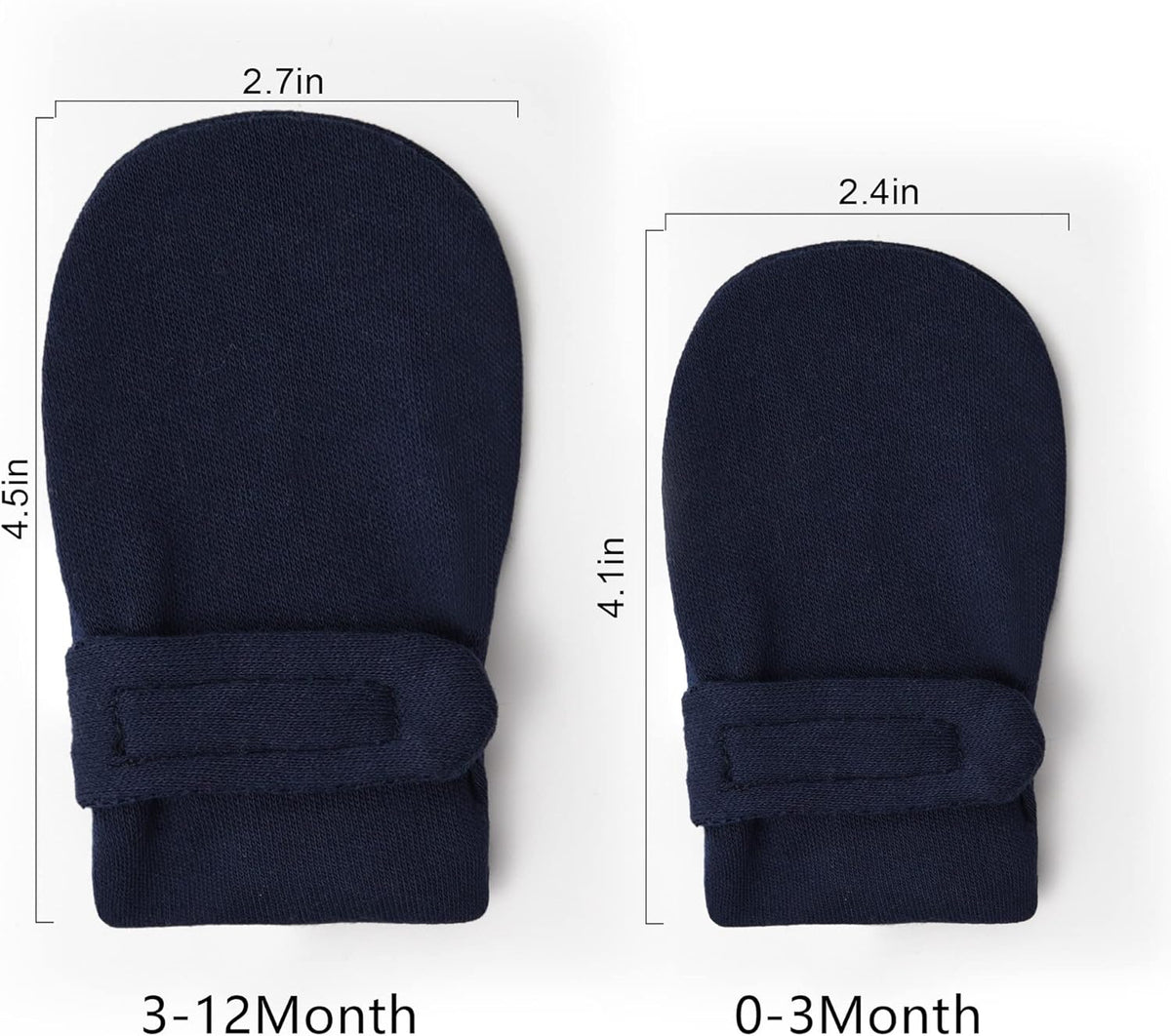 Newborn Baby No Scratch Mittens Stay On, 100% Cotton Breathable, Adjustable Infant Gloves for Baby