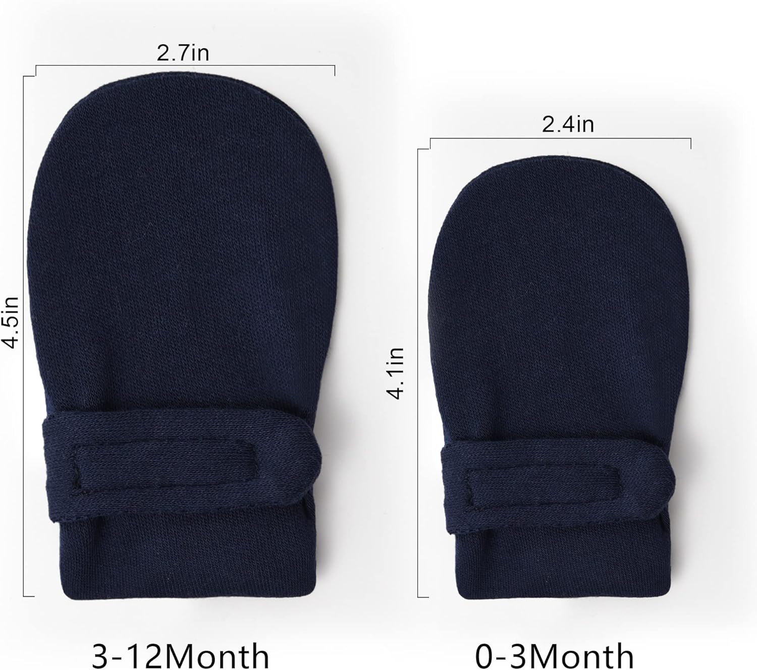 Newborn Baby No Scratch Mittens Stay On, 100% Cotton Breathable, Adjustable Infant Gloves for Baby