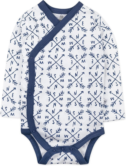 HonestBaby unisex-baby 3-pack Long Sleeve Side-snap Kimono Bodysuits Organic Cotton for Infant Baby