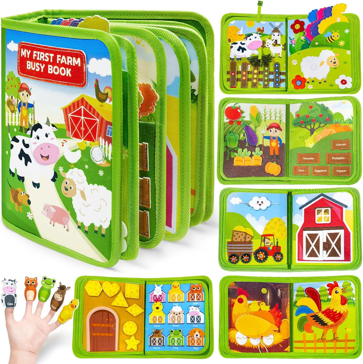 Busy Book for Toddlers 1-3, Montessori Toys for 1 2 Year Old Boy Girl Birthday Gifts, Busy Board