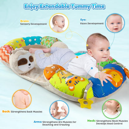 URMYWO Tummy Time Mat - 4 in 1 Cozy Tummy Time & Seated Support Pillow, Tummy Time Pillow for