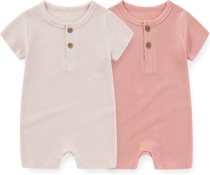 Unisex Short Sleeve Baby Romper 2 Pack Cotton Solid infant Boy Girl Jumpsuits Soft New Born Clothes