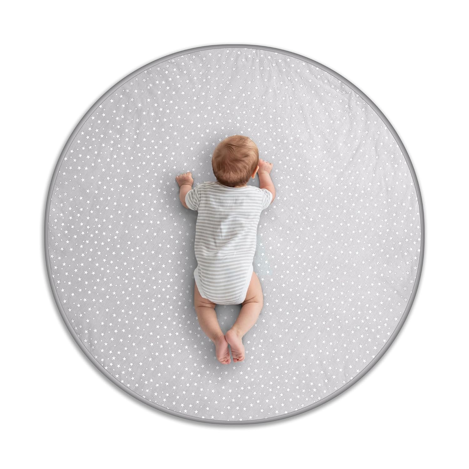 Byrd & Blume Round Baby Play Mat, Organic Cotton Soft Padded Nursery Floor Mat, Safe Hypoallergenic