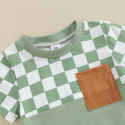 fhutpw Baby Toddler Boy Clothes Summer Outfits 6 12 18 24 Months Patchwork Short Sleeve T Shirt &