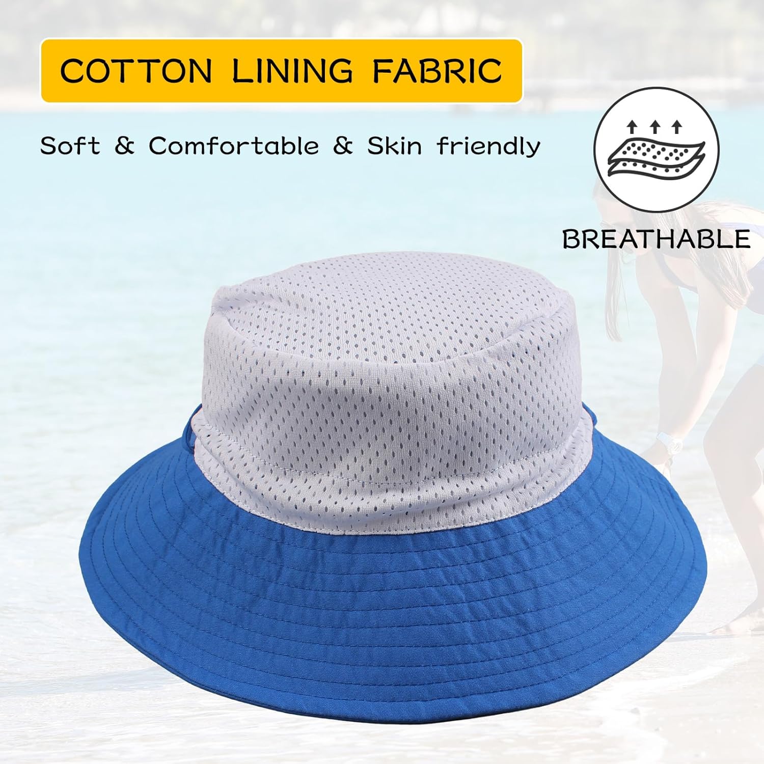 Peecabe Summer Baby Sun Hat for Boys Girls UPF 50+ Wide Brim Toddle Bucket Hat Adjustable Baby