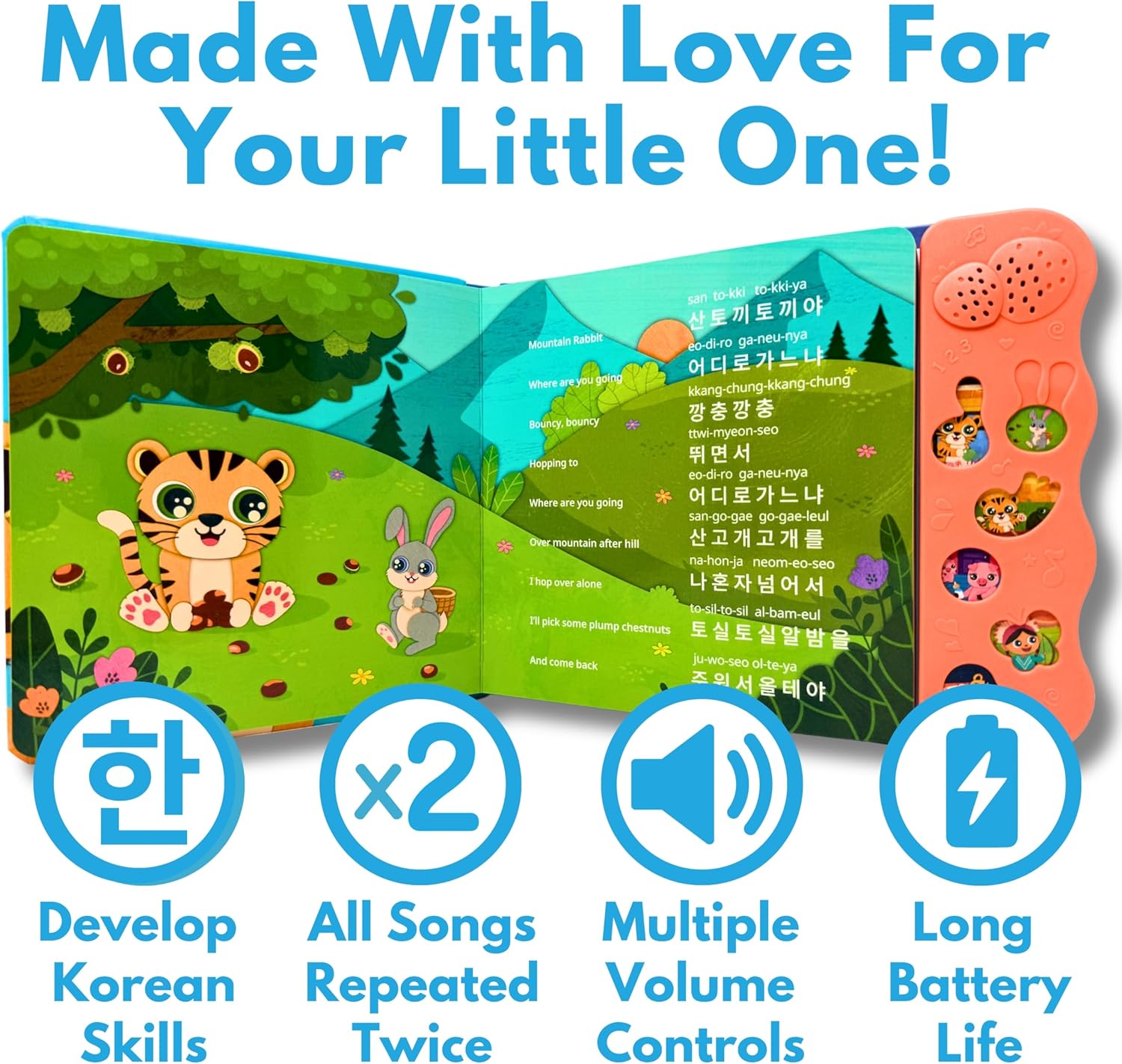 New! Learn Korean for Kids, Momo Learns Korean Vol. 1, Bilingual Korean Baby Book for Kids, Babies