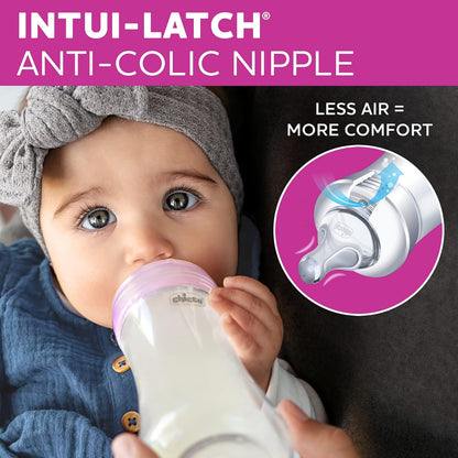Chicco Duo Deluxe Hybrid Baby Bottle Starter Gift Set with Invinci-Glass Inside and Plastic Outside