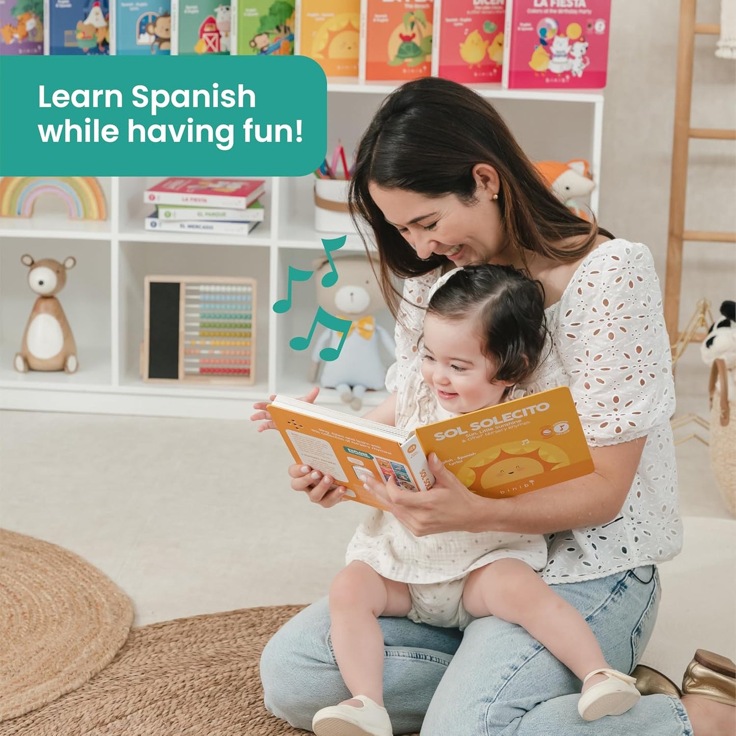 Binibi Spanish Musical Book for Toddlers Sol Solecito & Other Nursery Rhymes | Spanish Learning for