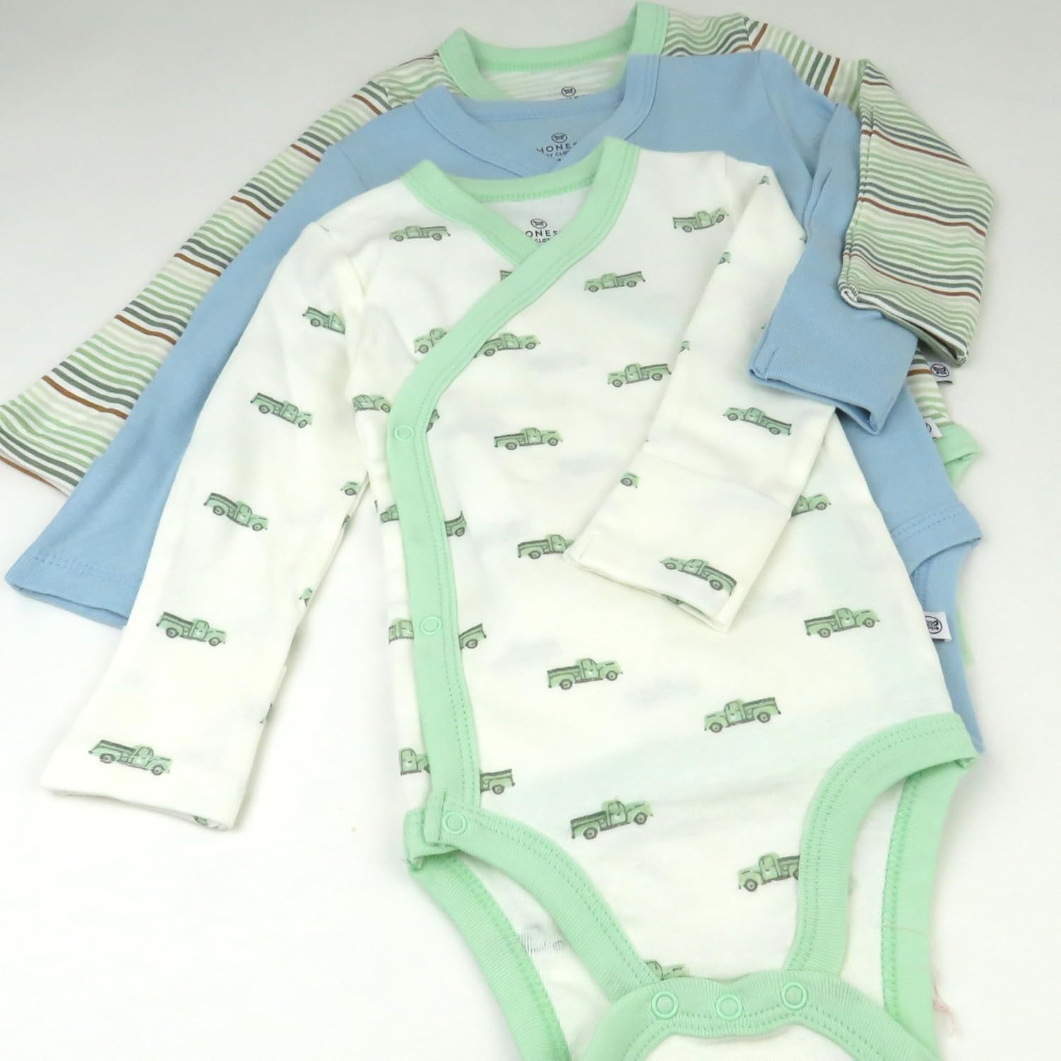 HonestBaby unisex-baby 3-pack Long Sleeve Side-snap Kimono Bodysuits Organic Cotton for Infant Baby