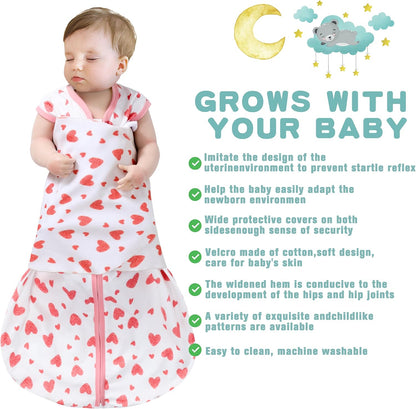 Newborn Sleep Sack Baby Swaddle,Swaddle me 6-12 Month,3-Way Adjustable Wearable Blanket,100% Rayon
