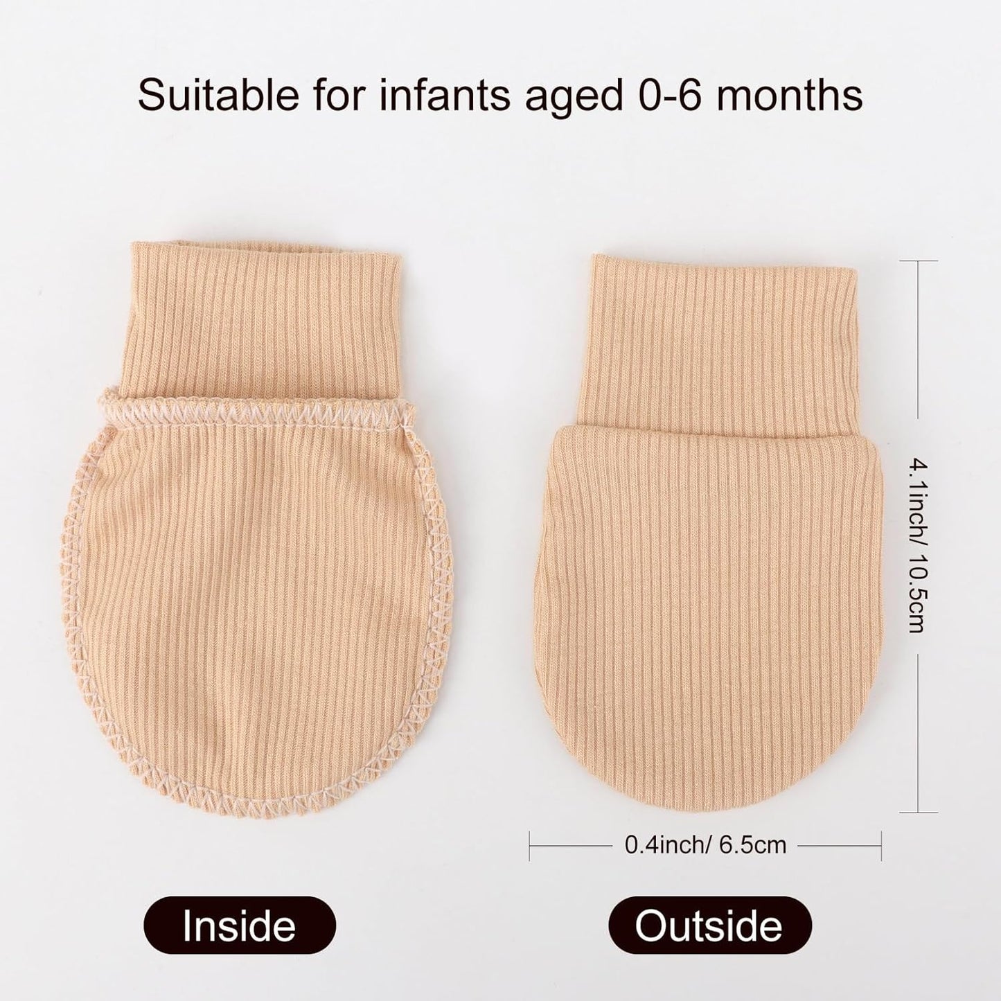 BQUBO 6 Pairs Newborn Baby Boys Girls Mittens 0-6 Months Unisex-Baby Infant Mittens Elastic No