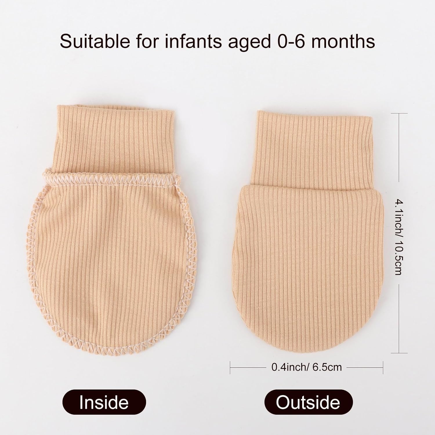 BQUBO 6 Pairs Newborn Baby Boys Girls Mittens 0-6 Months Unisex-Baby Infant Mittens Elastic No