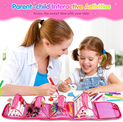 beefunni Unicorn Washable Markers Set 48 pcs with Glitte Pencil Case, Art Supplies for Kids Ages