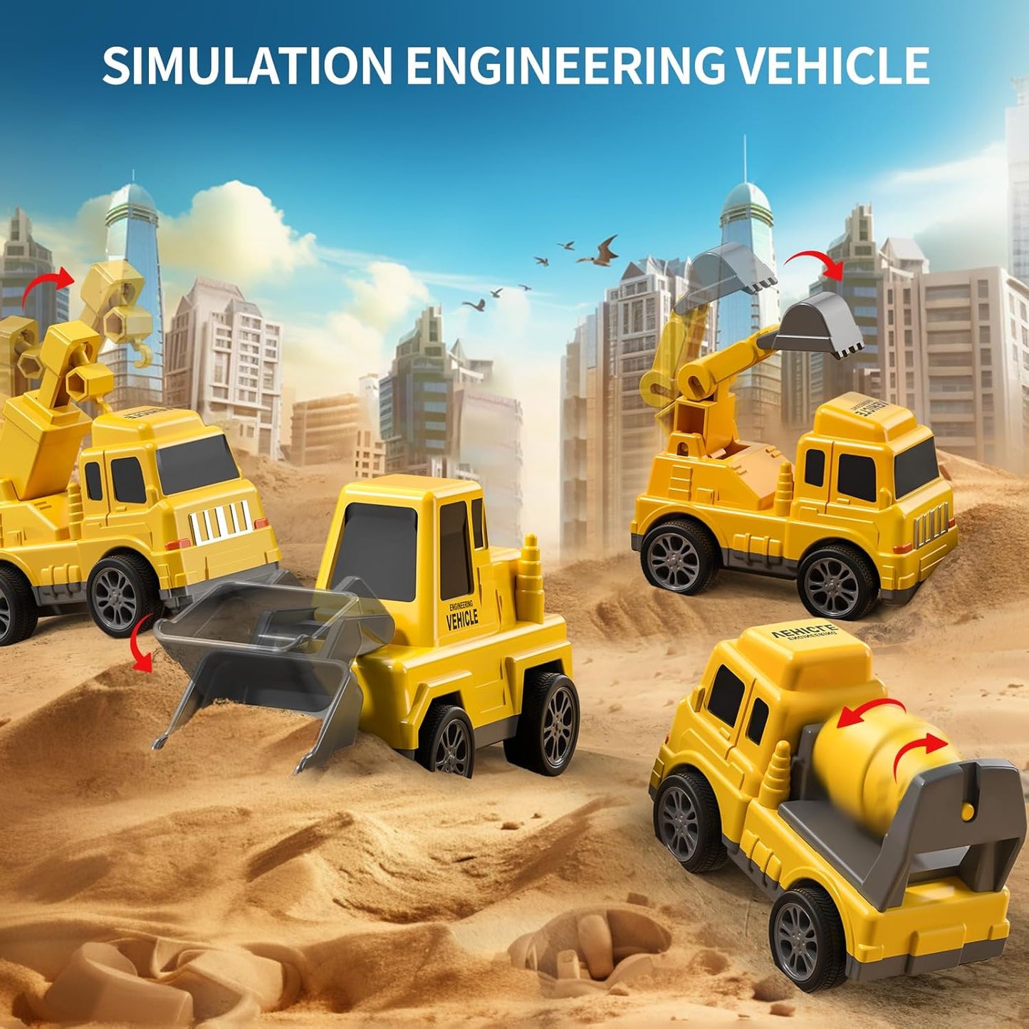 TEMI Construction Truck Boy Toys for 3-5 Year Old Toddlers - Toys for 3 4 5 6 7 Years Old