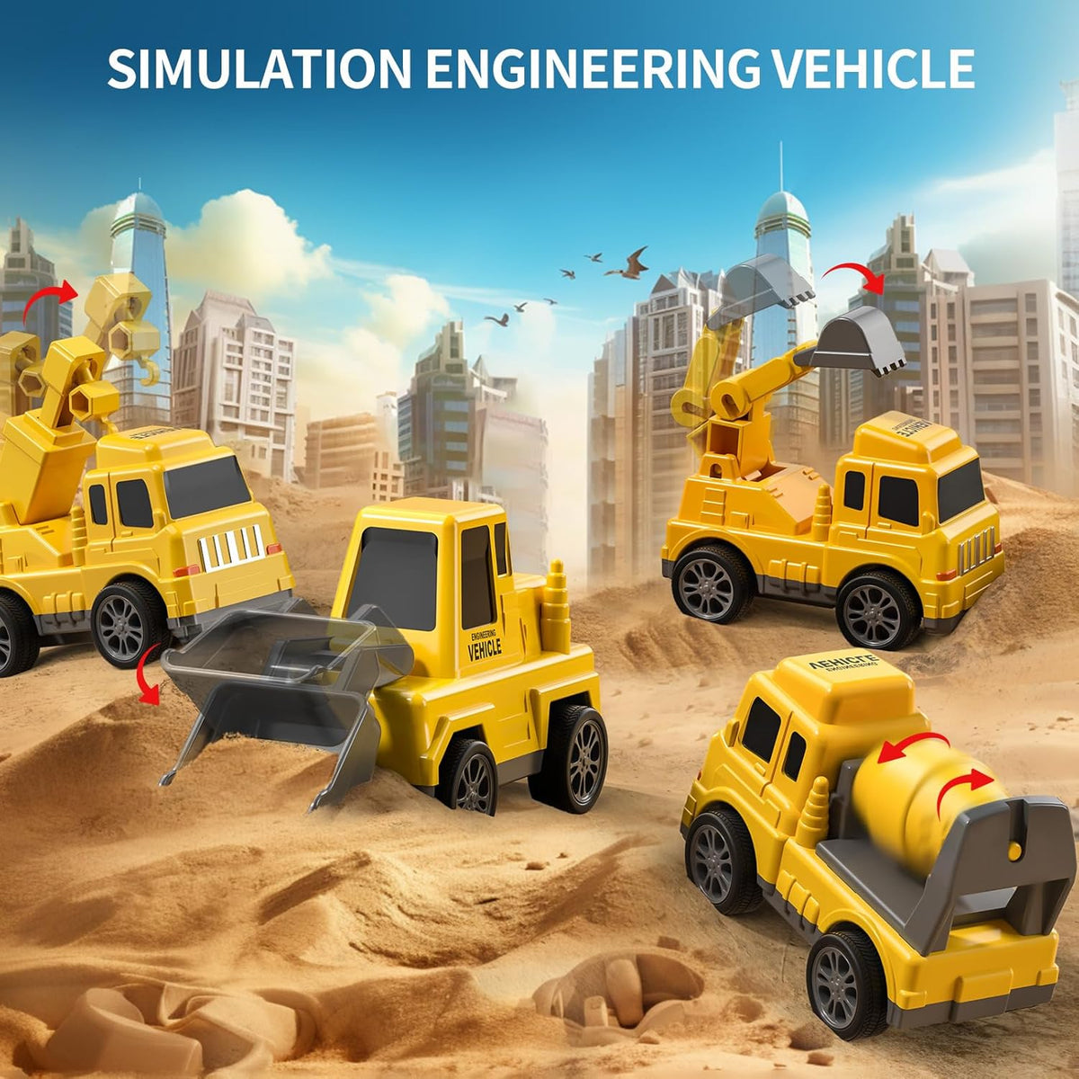 TEMI Construction Truck Boy Toys for 3-5 Year Old Toddlers - Toys for 3 4 5 6 7 Years Old