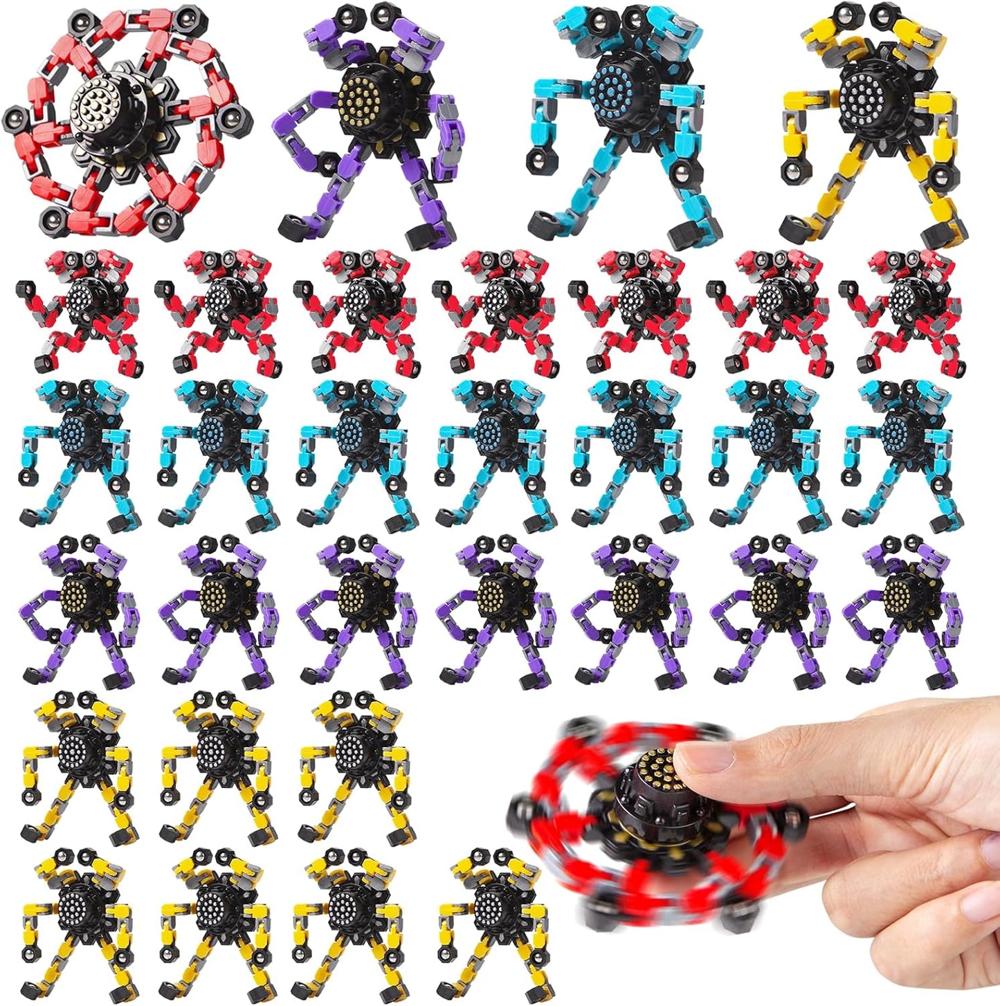 Transformable Fidget Spinners 32 Pcs for Kids and Adults Stress Relief Sensory Toys for Boys and