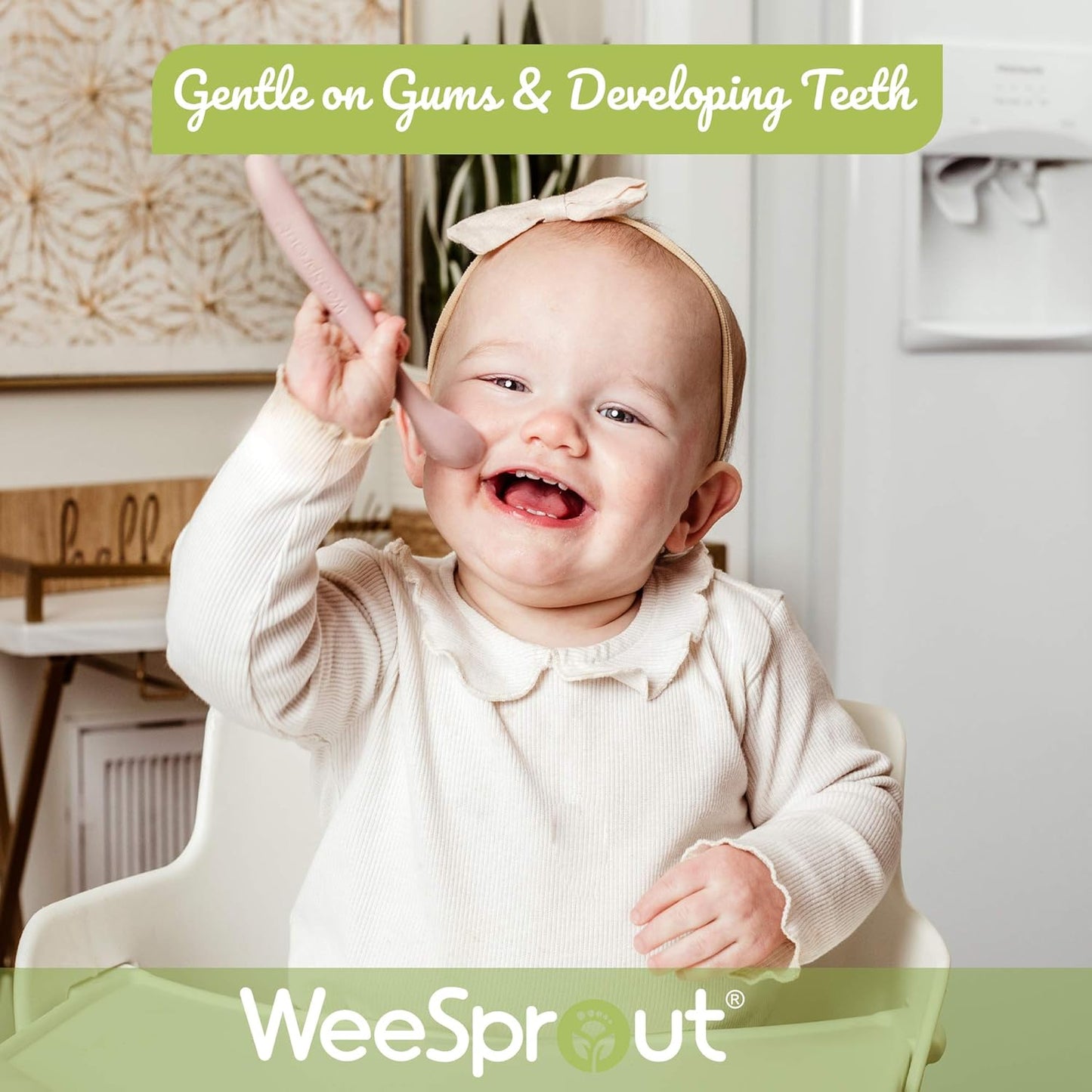 WeeSprout Silicone Baby Spoons - First Stage Infant Feeding Utensils With Soft-Tip, Bendable