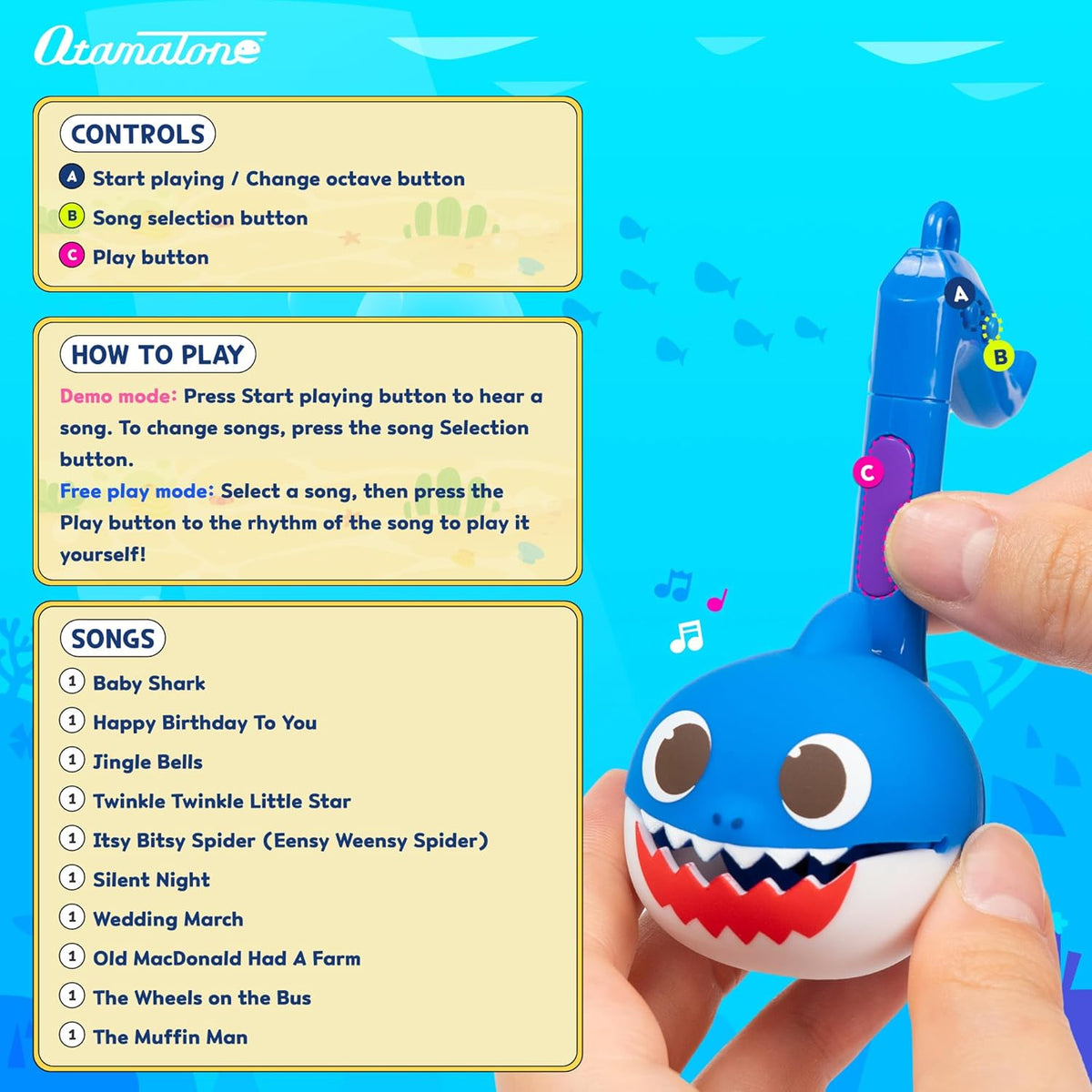 Otamatone Melody [Special Baby Shark Edition] Portable Mini Size Electronic Keychain Musical Toy