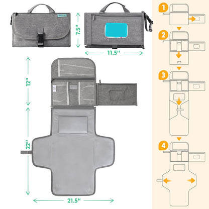 Kopi Baby Portable Diaper Changing Pad - Baby Diaper Changer Travel Bag with Wipes Pocket, Smart