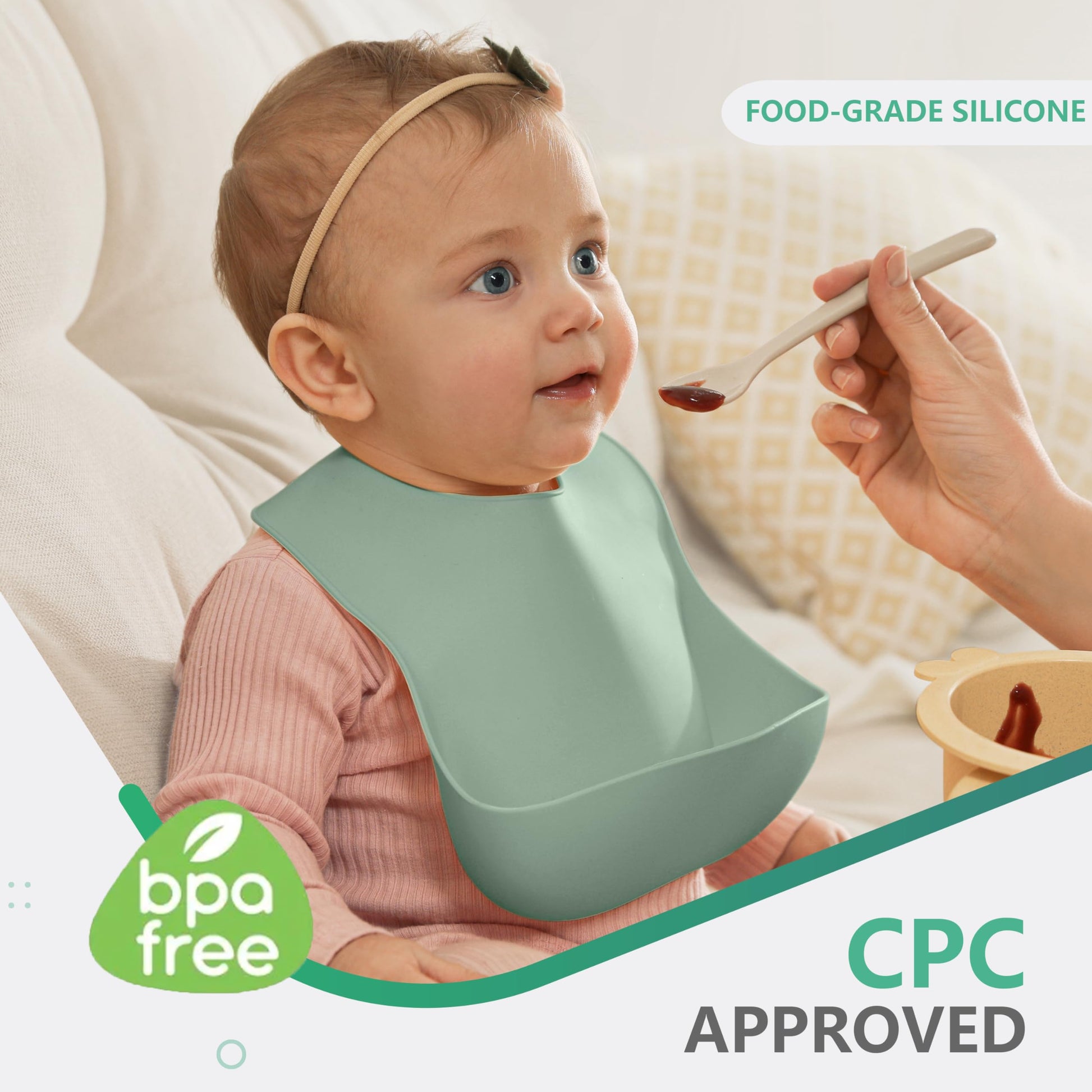 Cuddle Campus Set of 3 Silicone Bibs for Babies & Toddlers,Soft Adjustable Bibs with Pocket Food