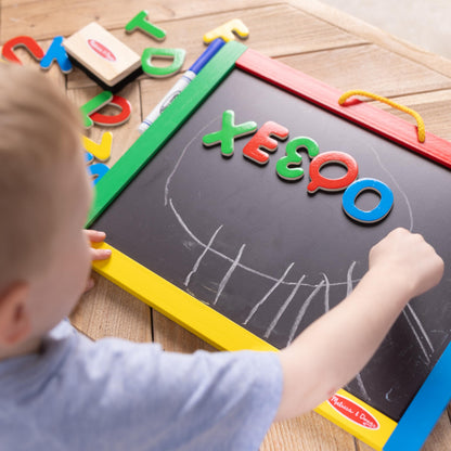 Melissa & Doug Magnetic Chalkboard and Dry-Erase Board with 36 Magnets (Numbers and Uppercase