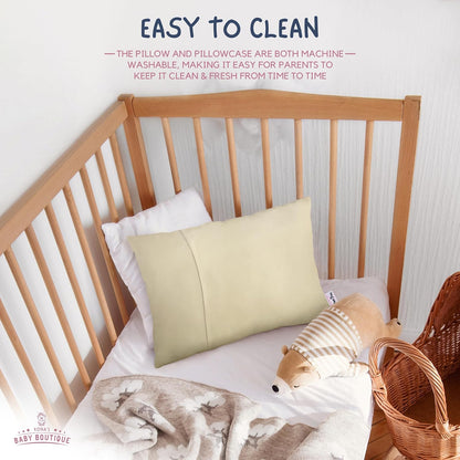 Creamy Yellow - Kona's Perfect Toddler Pillow with Softest Toddler Pillowcase - 13 x 18 inch