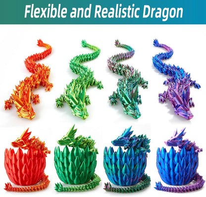 12inch 3D Printed Dragon Egg,Mystery Crystal Dragon Fidget Toys,Articulated Dragon,Home Desk Decor