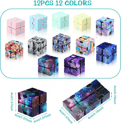 12 Pieces Mini Cube Blocks Mini Cube Desk Toy Magic Sensory Tool Blocks Puzzle Flip Cube for Teens