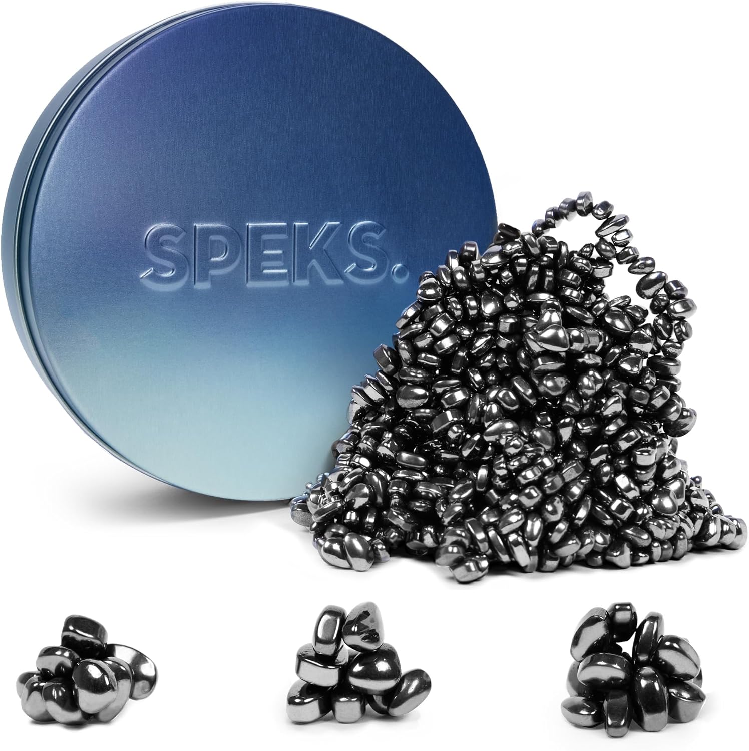 Speks Crags Ferrite Putty | Over 1,000 Smooth Ferrite Stones in a Metal Tin | Fun Quiet Fidget Toys
