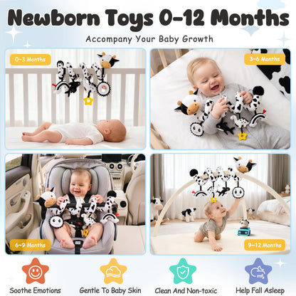 Spiral Car Seat Baby Toys 0-6 Months, Infant Carseat High Contrast Sensory Toys Hanging Stroller
