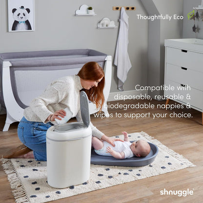 Changing Essentials Bundle - Squishy Changing Mat Grey + Eco-Touch Diaper Bin + Better Bag Liners