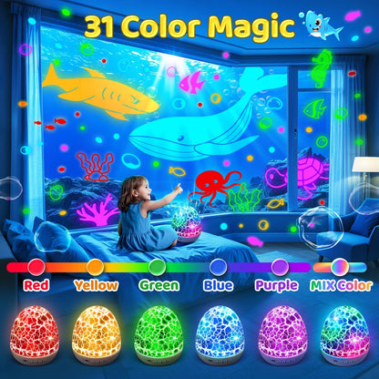 Baby Sound Machine Night Light Projector | 15 Sleeping Sounds & 3D Films | 31Colors & Remote