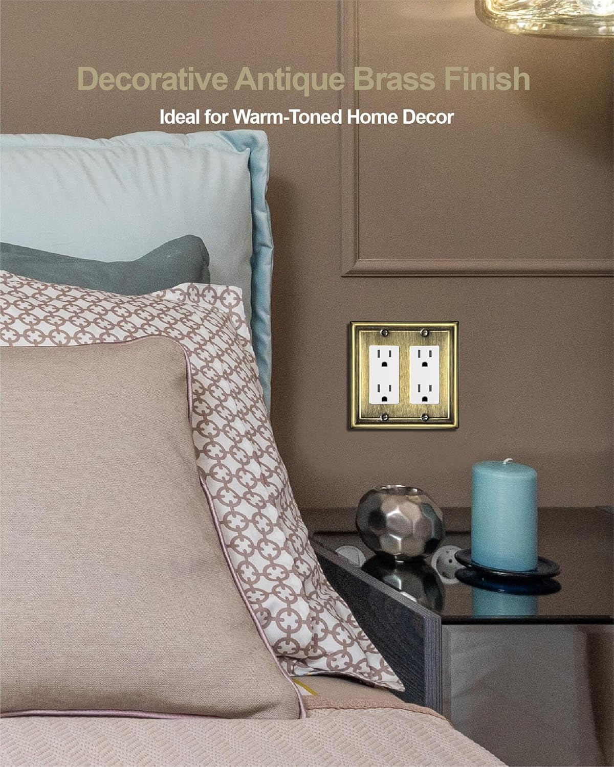 Double Decorator Wall Plates,Metal Electrical Outlet Covers for Receptacles, Dimmer Switches, GFCI