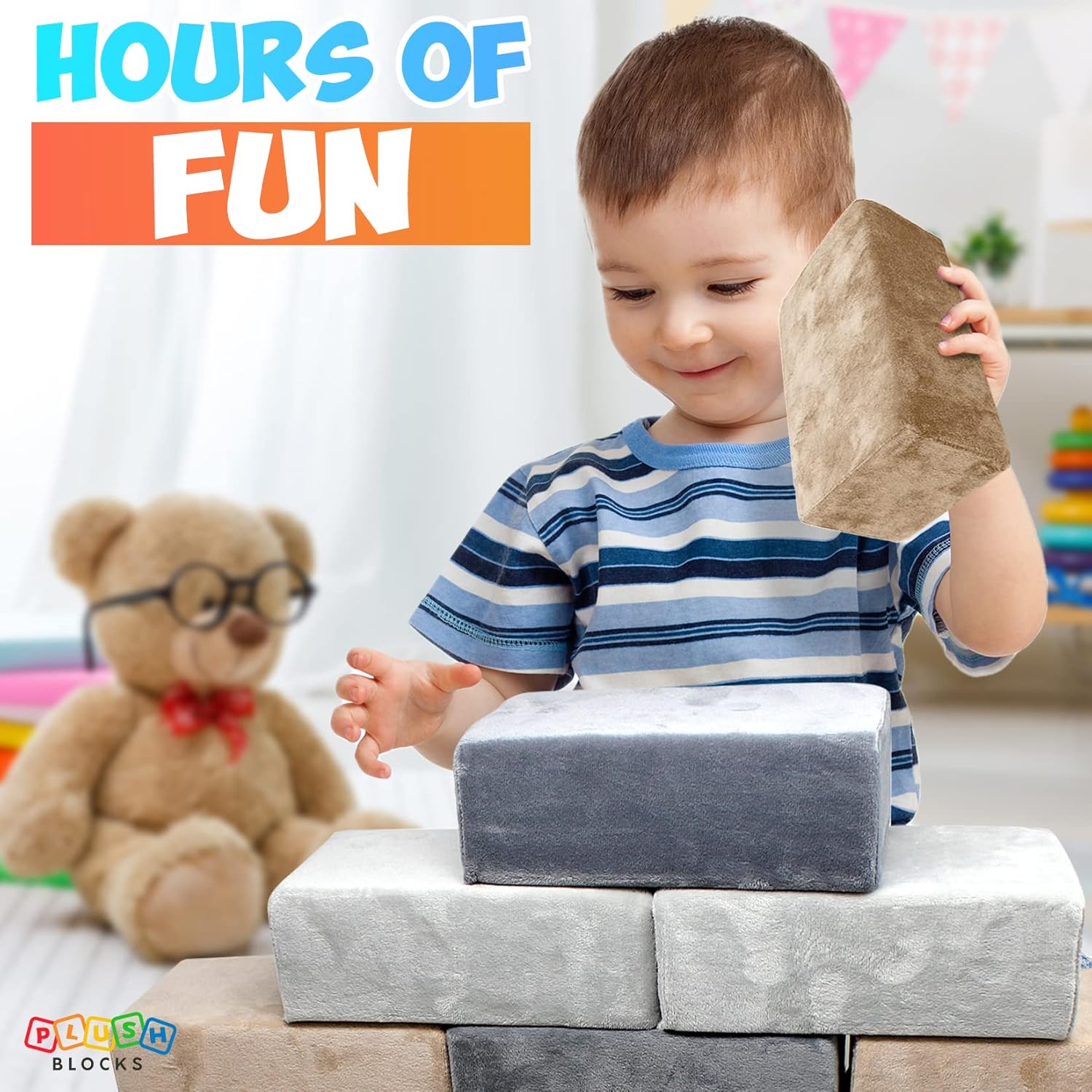 The Original Premium Plush Building Block for Kids - Certified Safe Foam Blocks in Luxuriously Soft