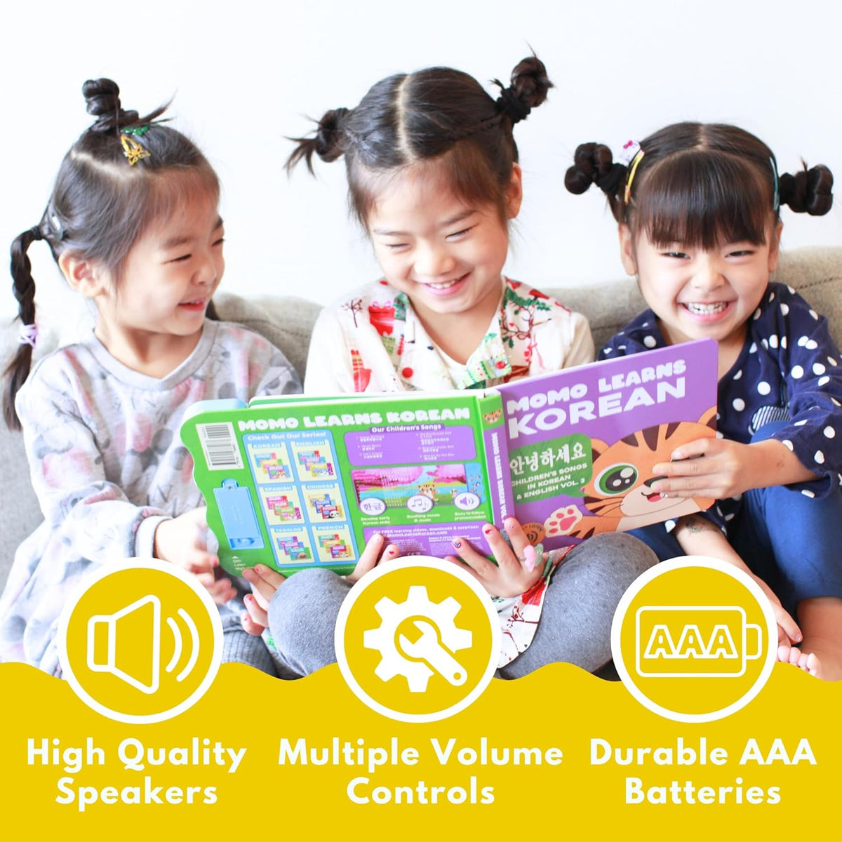 New! Learn Korean for Kids, Momo Learns Korean Vol. 2, Bilingual Korean Baby Book for Kids, Babies